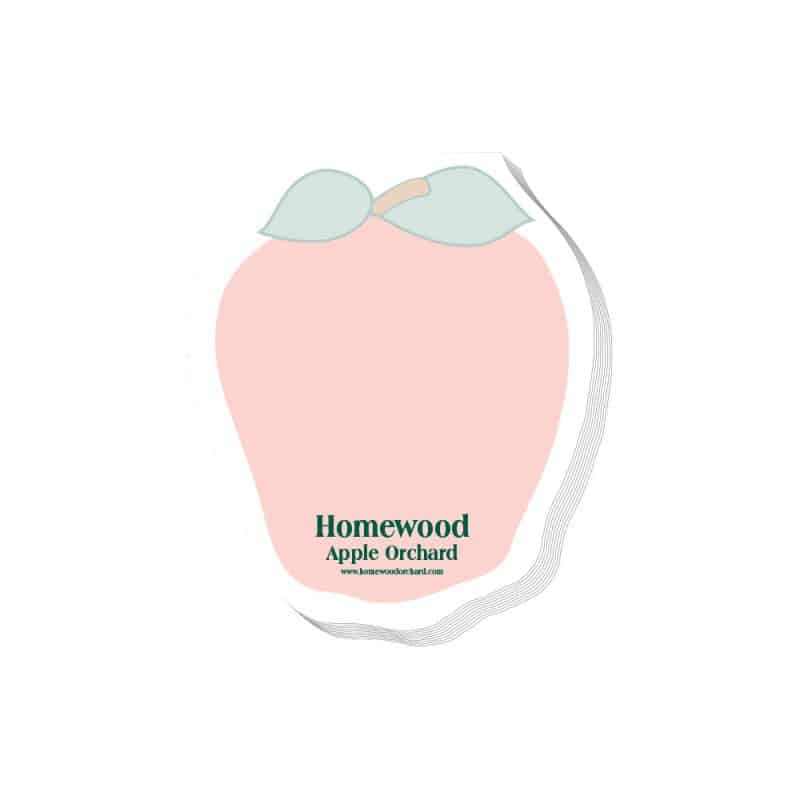 Custom Adhesive Die Cut Pad | 4" x 4" | 50 Sheet | Apple Stock Shape