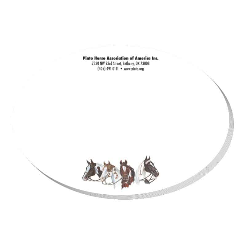 Custom Adhesive Die Cut Pad | 4" x 4" | 50 Sheet | Oval Stock Shape